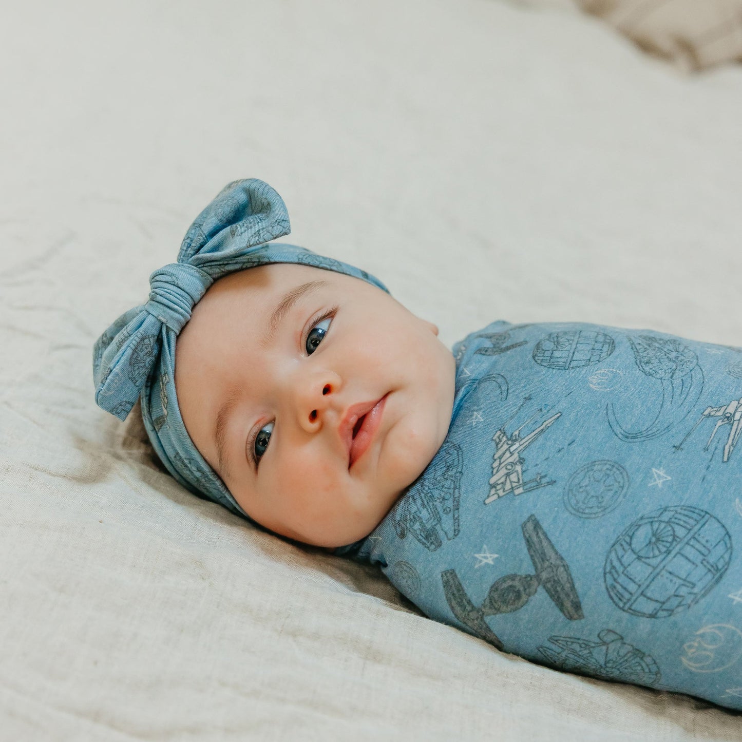 Knit Headband Bow - Starships